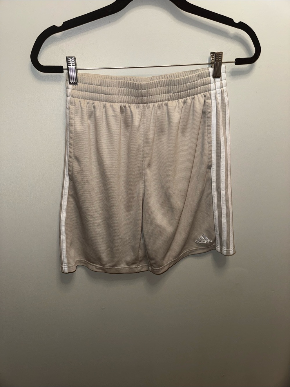 Youth Adidas Light Tan Casual Shorts with White Logo